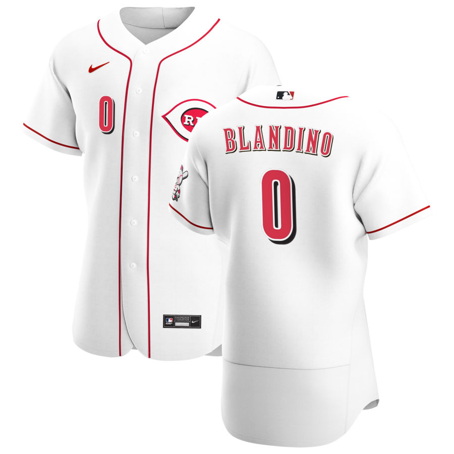 Cincinnati Reds #0 Alex Blandino Men Nike White Home 2020 Authentic Player MLB Jersey->new england patriots->NFL Jersey